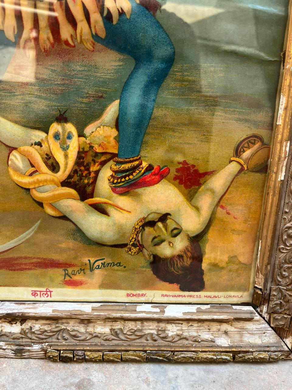 Original Ravi Varma Oleograph – Goddess Kali (24 X 16 Inches)
