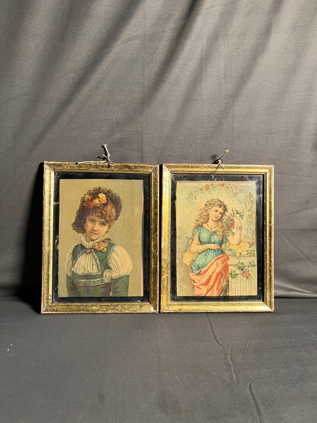 Vintage Small Size 2 Pcs English Lithograph