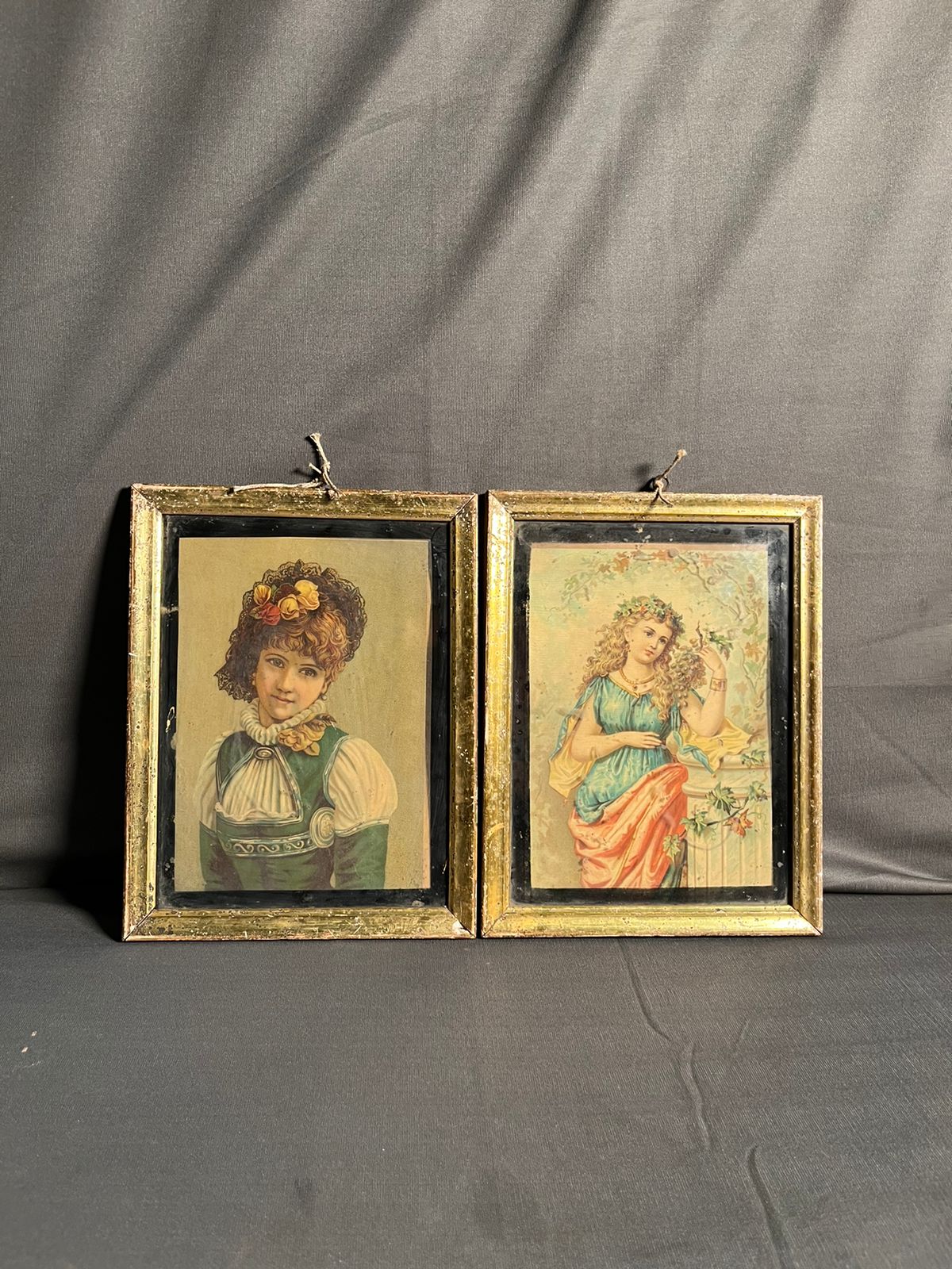 Vintage Small Size 2 Pcs English Lithograph