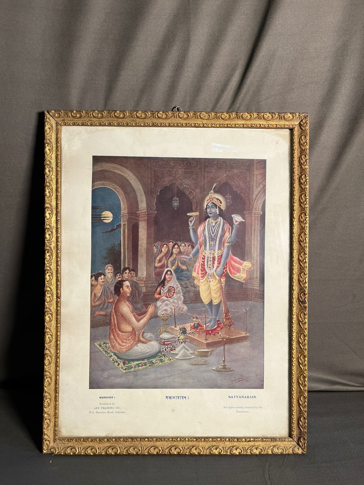 Vintage Satyanarayana Bengal Lithograph