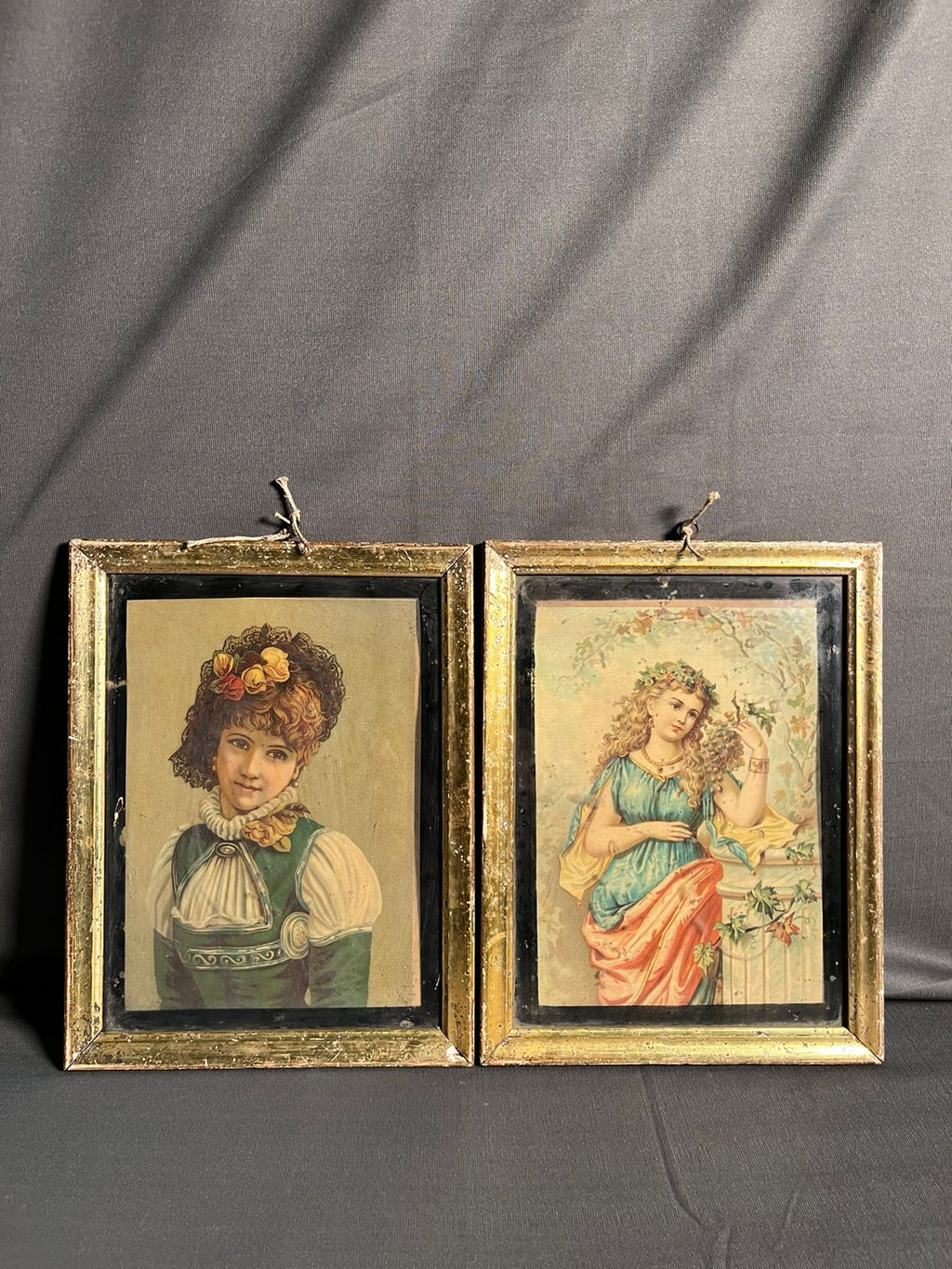 Vintage Small Size 2 Pcs English Lithograph