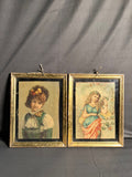 Vintage Small Size 2 Pcs English Lithograph
