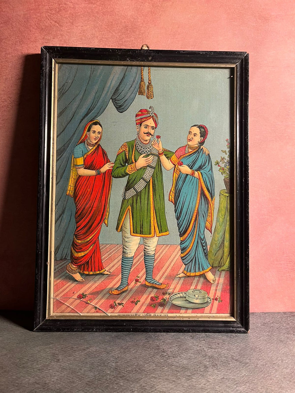 Vintage Very Rare Revrma Oleograph Raja Maansingh With Chandrakala