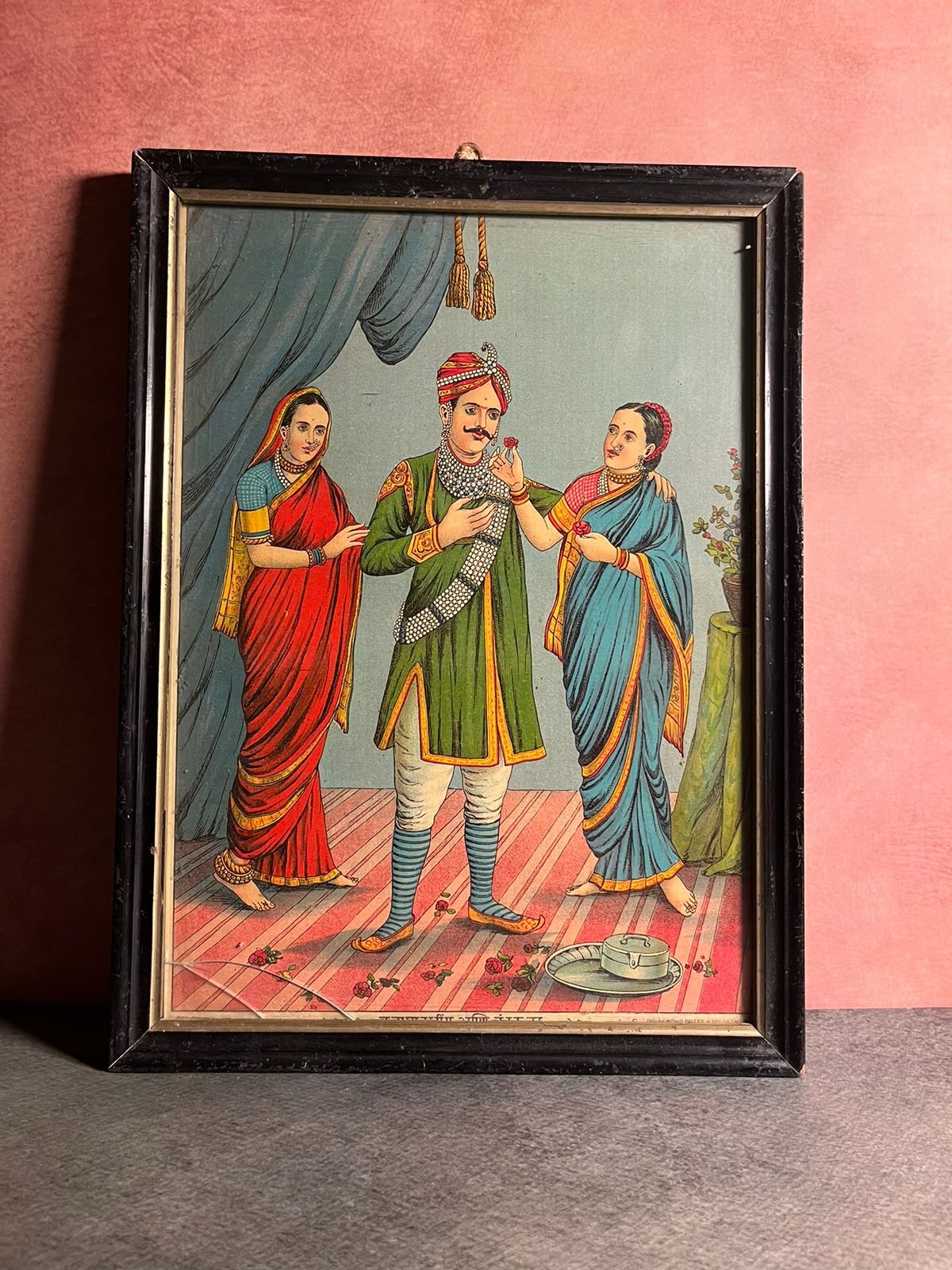Vintage Very Rare Revrma Oleograph Raja Maansingh With Chandrakala
