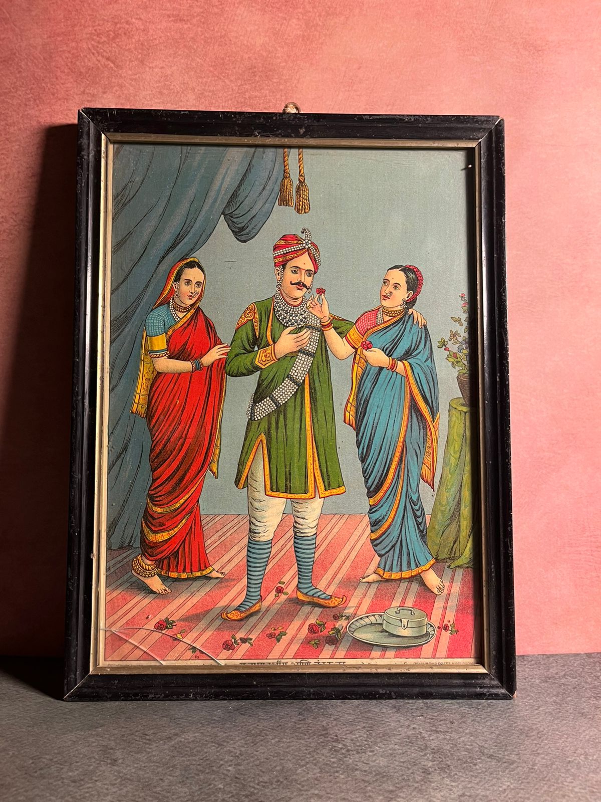 Vintage Very Rare Revrma Oleograph Raja Maansingh With Chandrakala