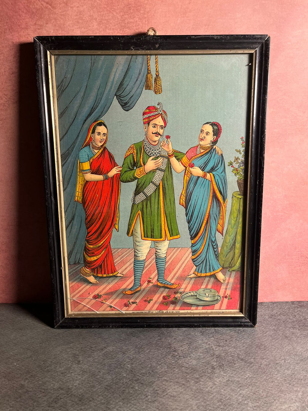 Vintage Very Rare Revrma Oleograph Raja Maansingh With Chandrakala