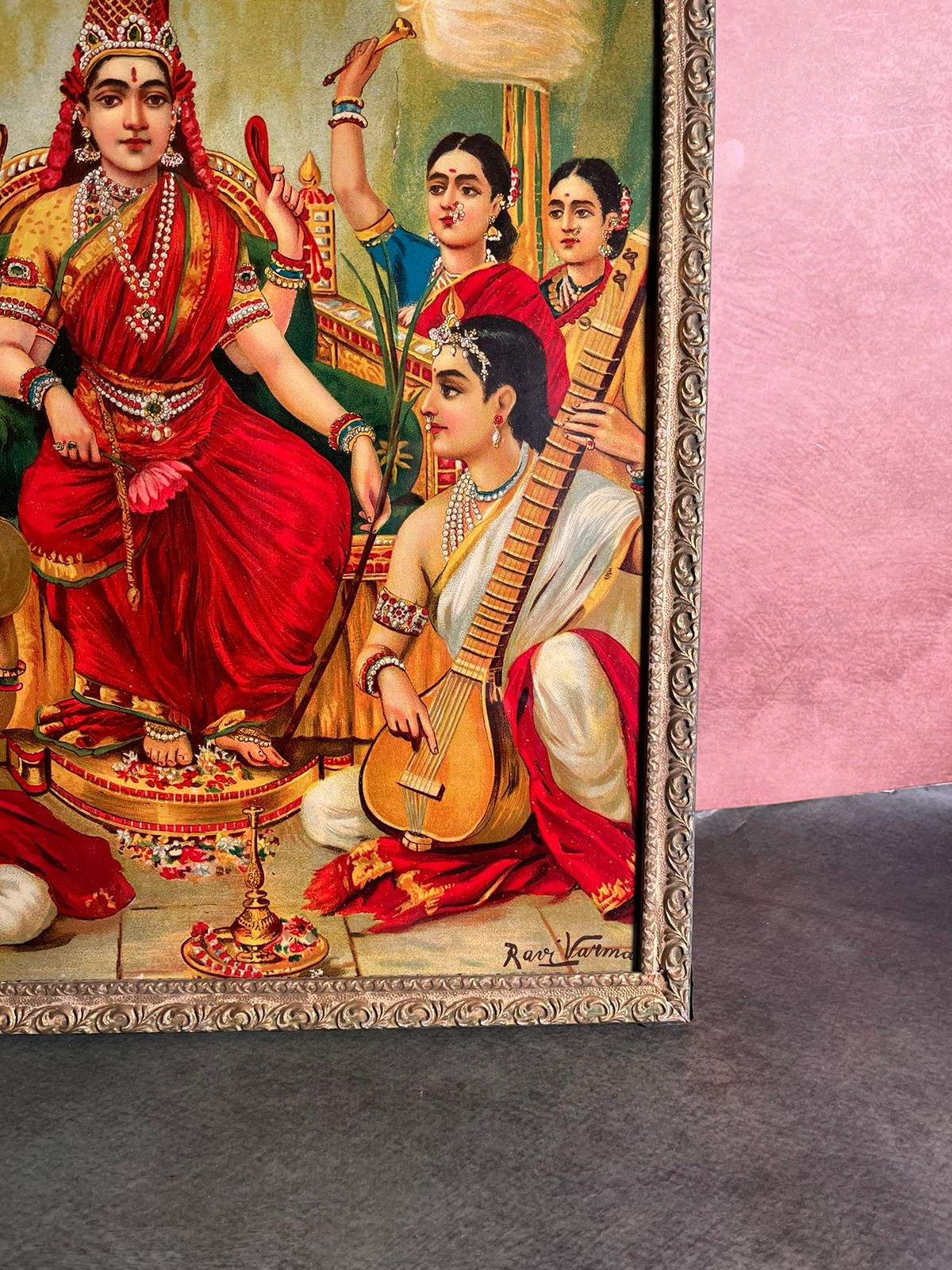 Ambika – Vintage Oleograph by Raja Ravi Varma (14x20 Inches)