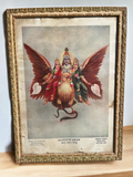 Original Vintage Oleograph – Garudwahan Vishnu (Kanhya Lal Lachhu Mal, Delhi)