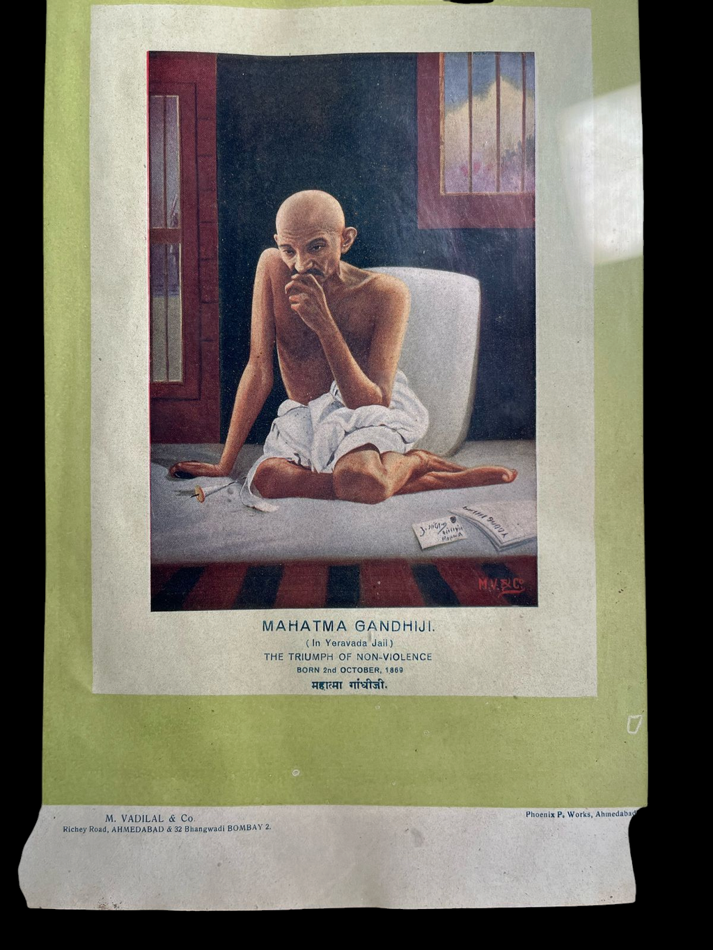 Original Vintage Oleograph _Mahatma Gandhiji