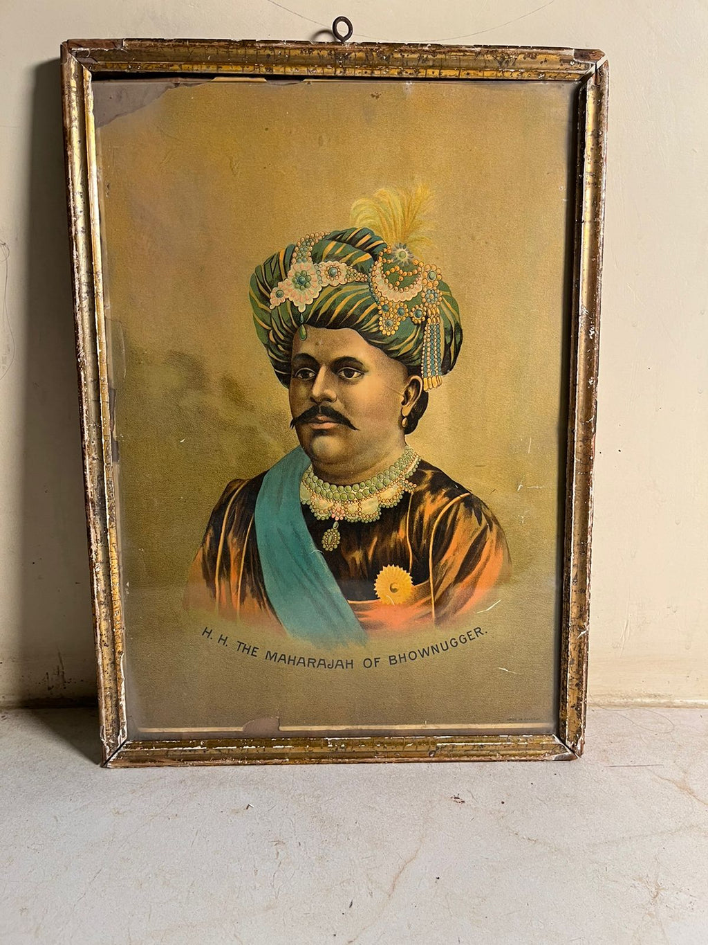 Vintage Portrait of H.H. The Maharajah of Bhownugger (Framed Print)