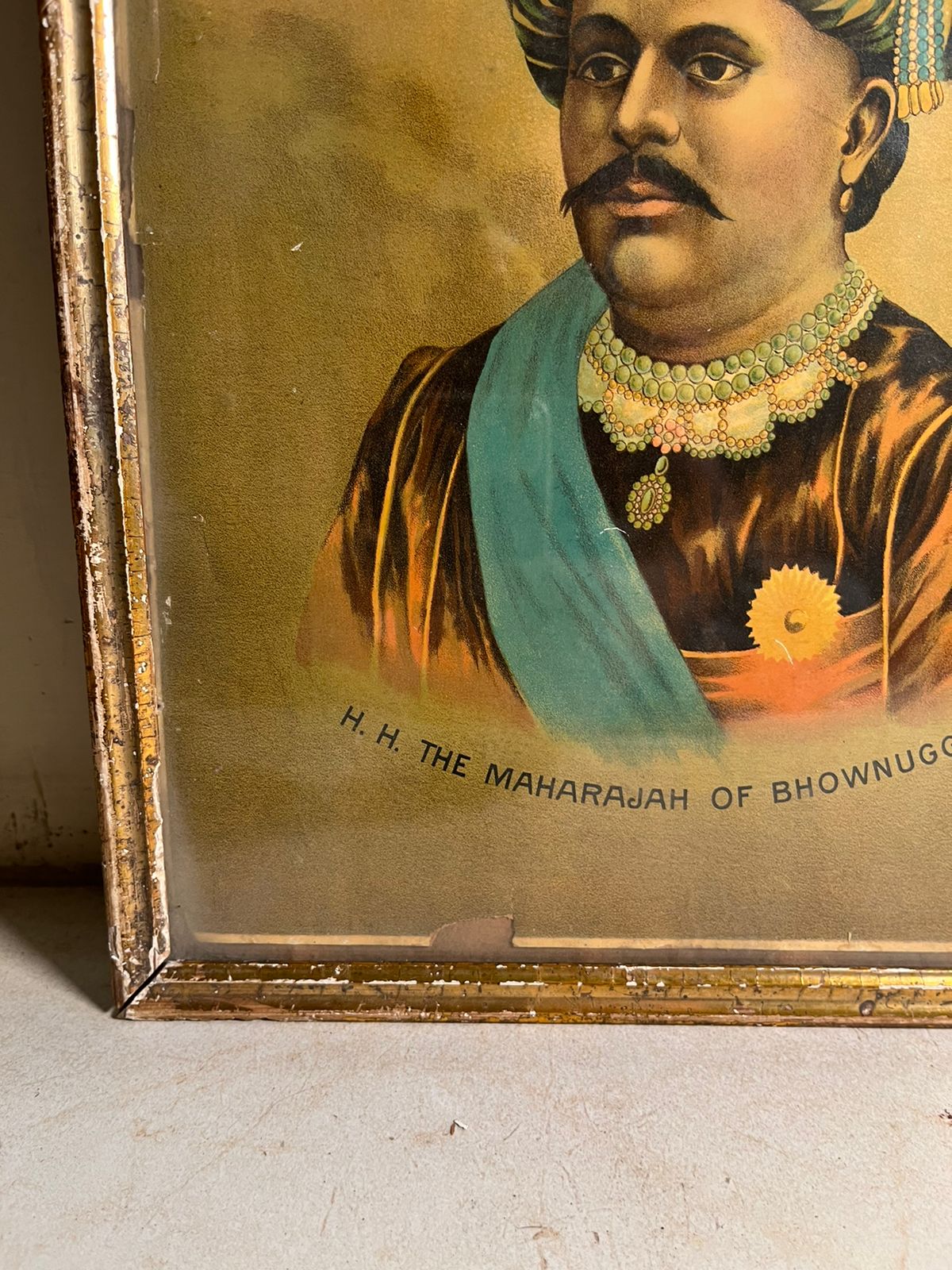 Vintage Portrait of H.H. The Maharajah of Bhownugger (Framed Print)