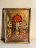 Vintage Religious Artwork – Temple Scene with Original Frame