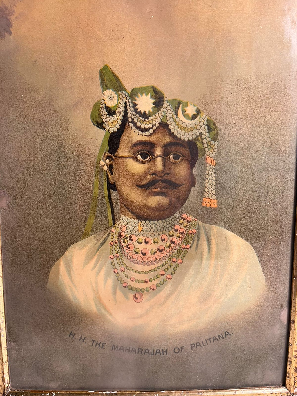 Vintage Portrait of H.H. The Maharajah of Palitana (Framed Print)