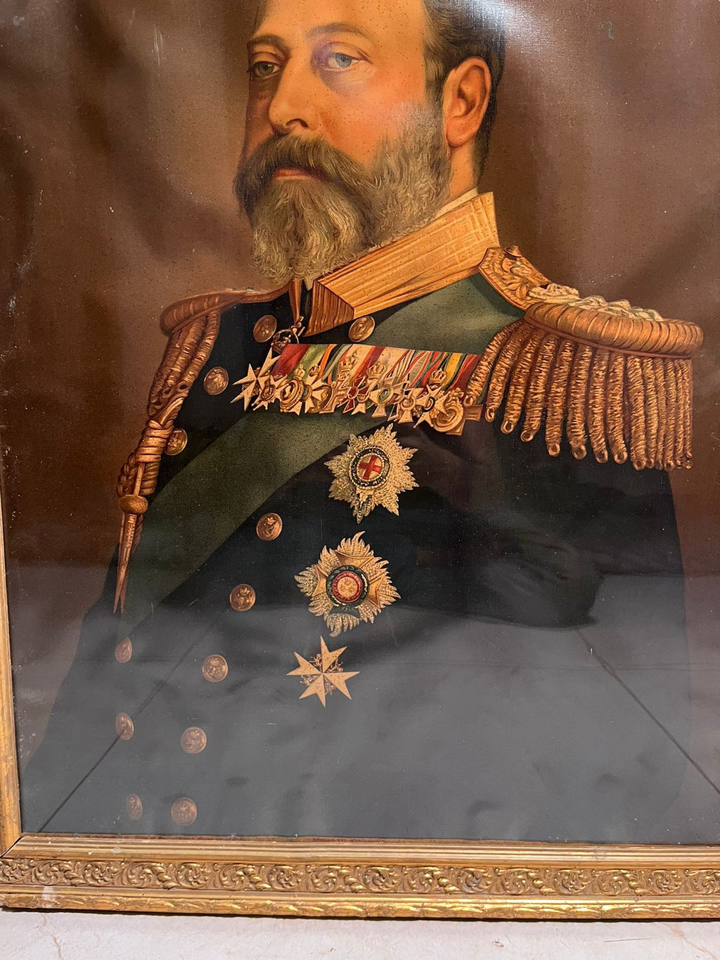 Antique European Royal Portrait Oleograph (120+ Years Old) – Extra Large Masterpiece