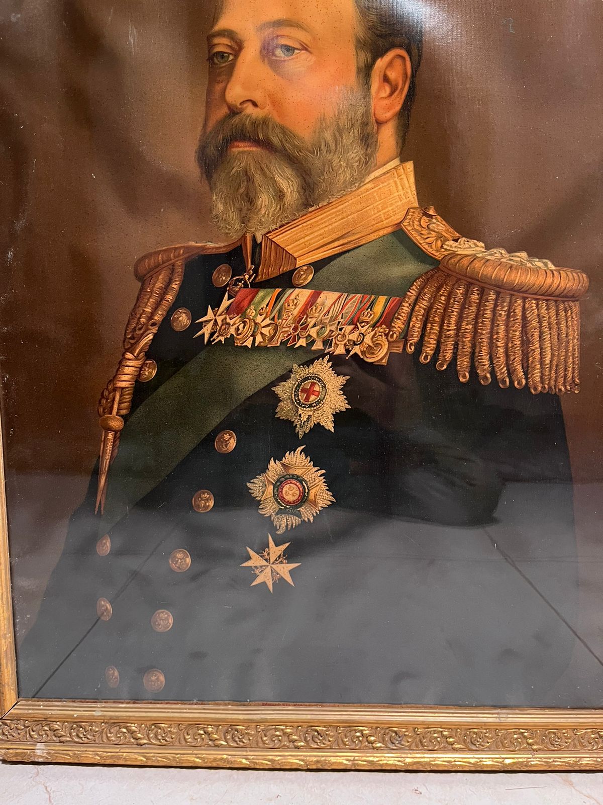 Antique European Royal Portrait Oleograph (120+ Years Old) – Extra Large Masterpiece
