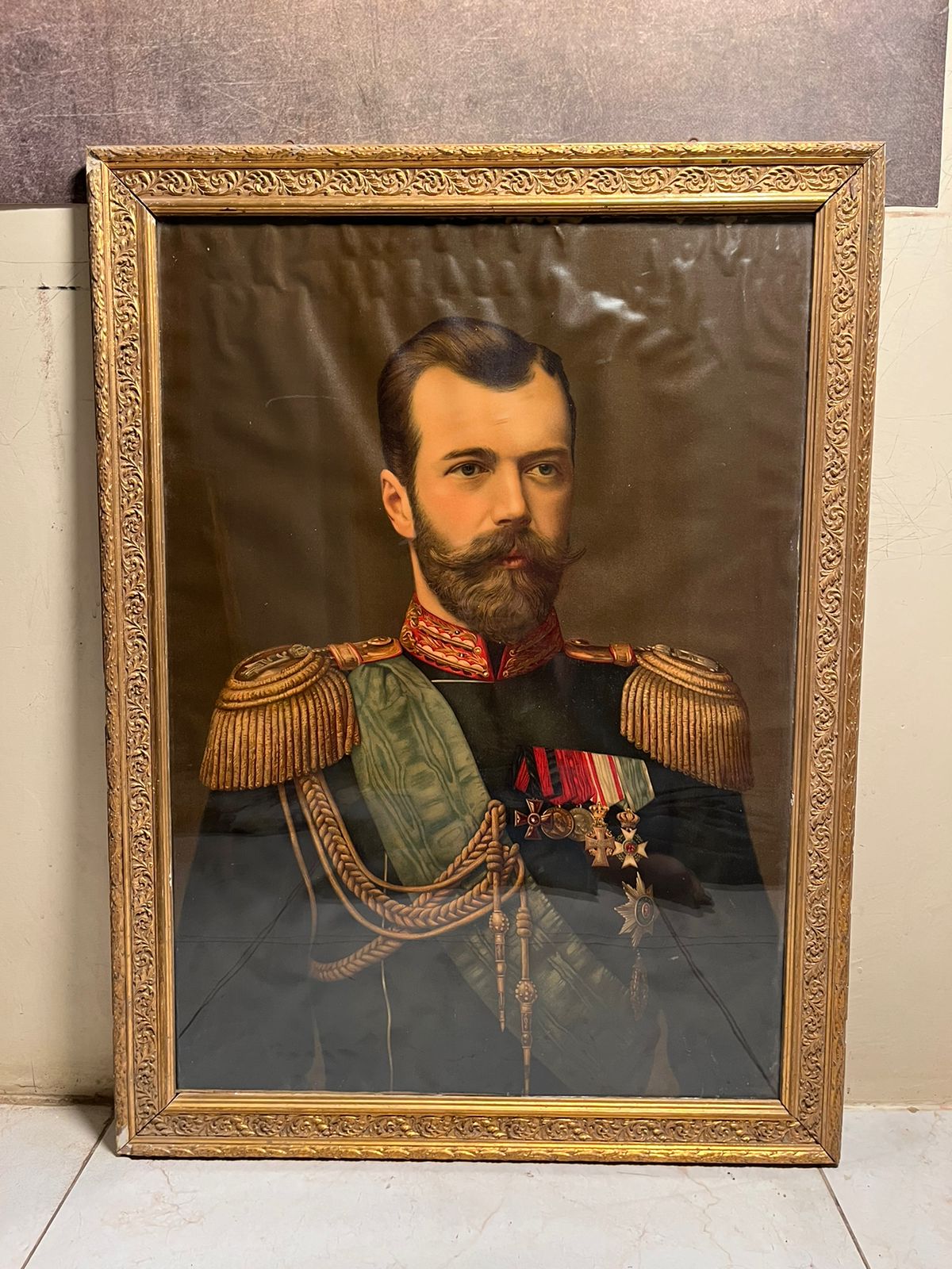 Antique European Royal Prince Portrait Oleograph (120+ Years Old) – Aristocratic Artwork