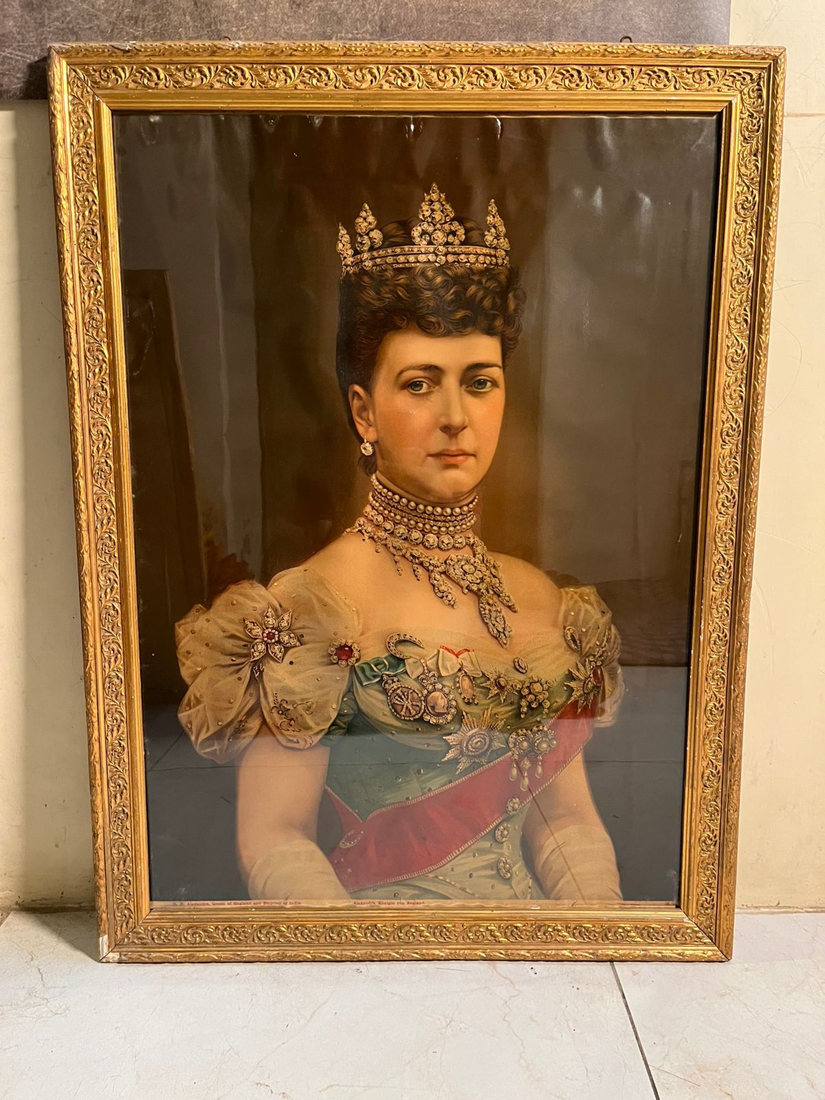 Antique Queen Alexandra Portrait Oleograph (120+ Years Old) – British Royal Artwork