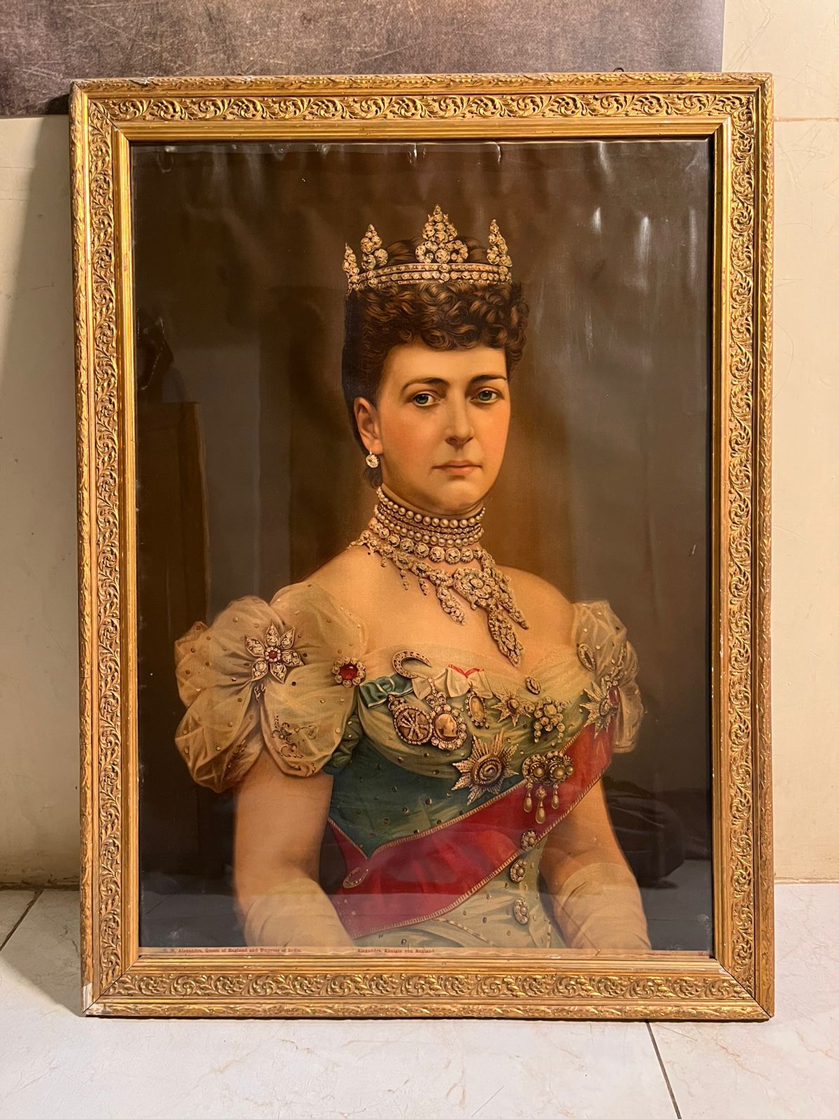 Antique Queen Alexandra Portrait Oleograph (120+ Years Old) – British Royal Artwork