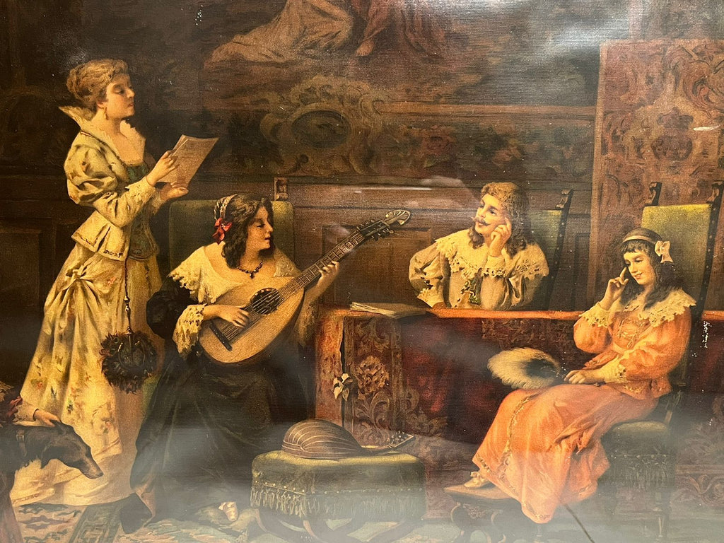 Antique European Oleograph Print (120+ Years Old) – Extra Large Frame
