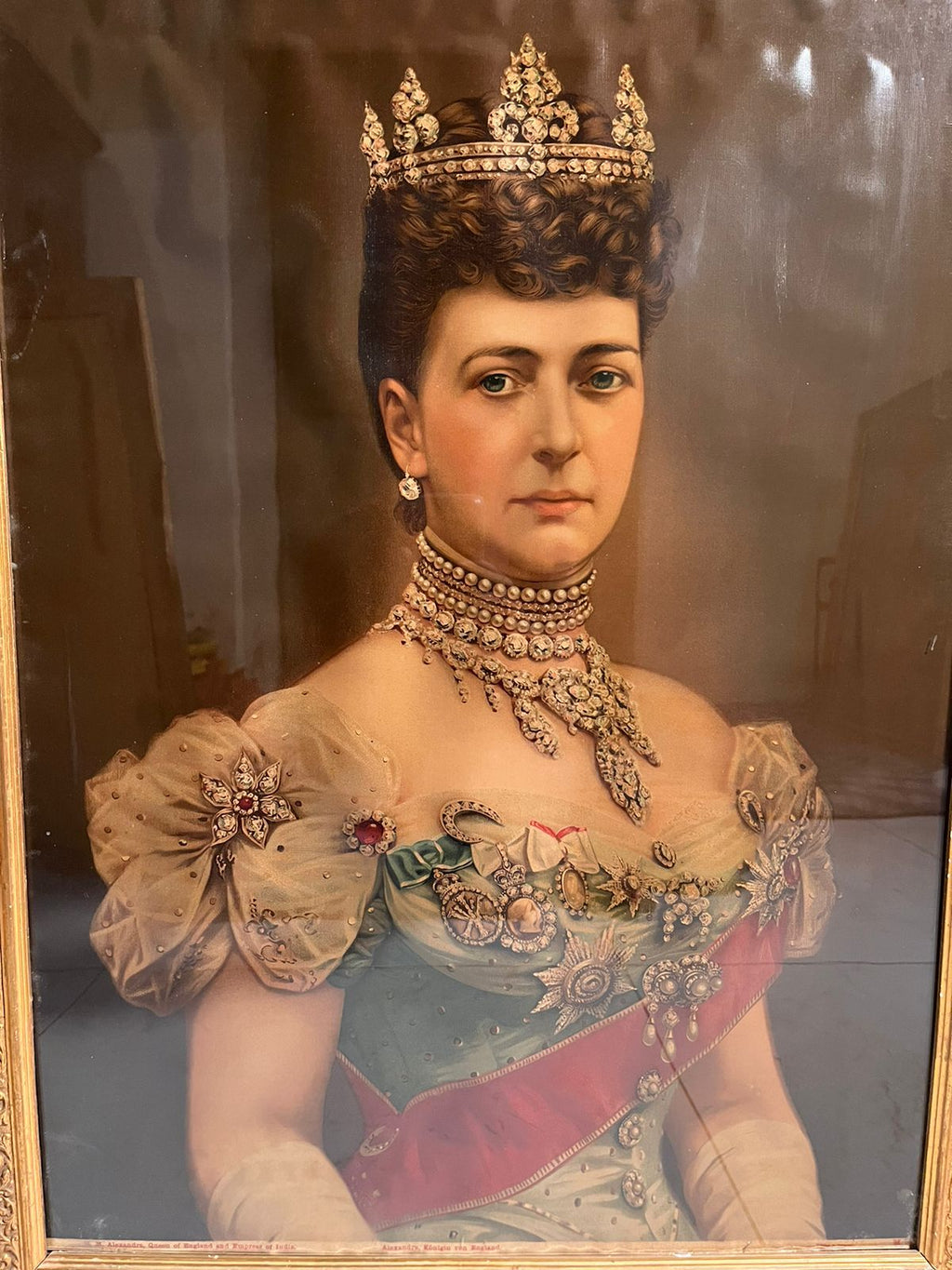 Antique Queen Alexandra Portrait Oleograph (120+ Years Old) – British Royal Artwork