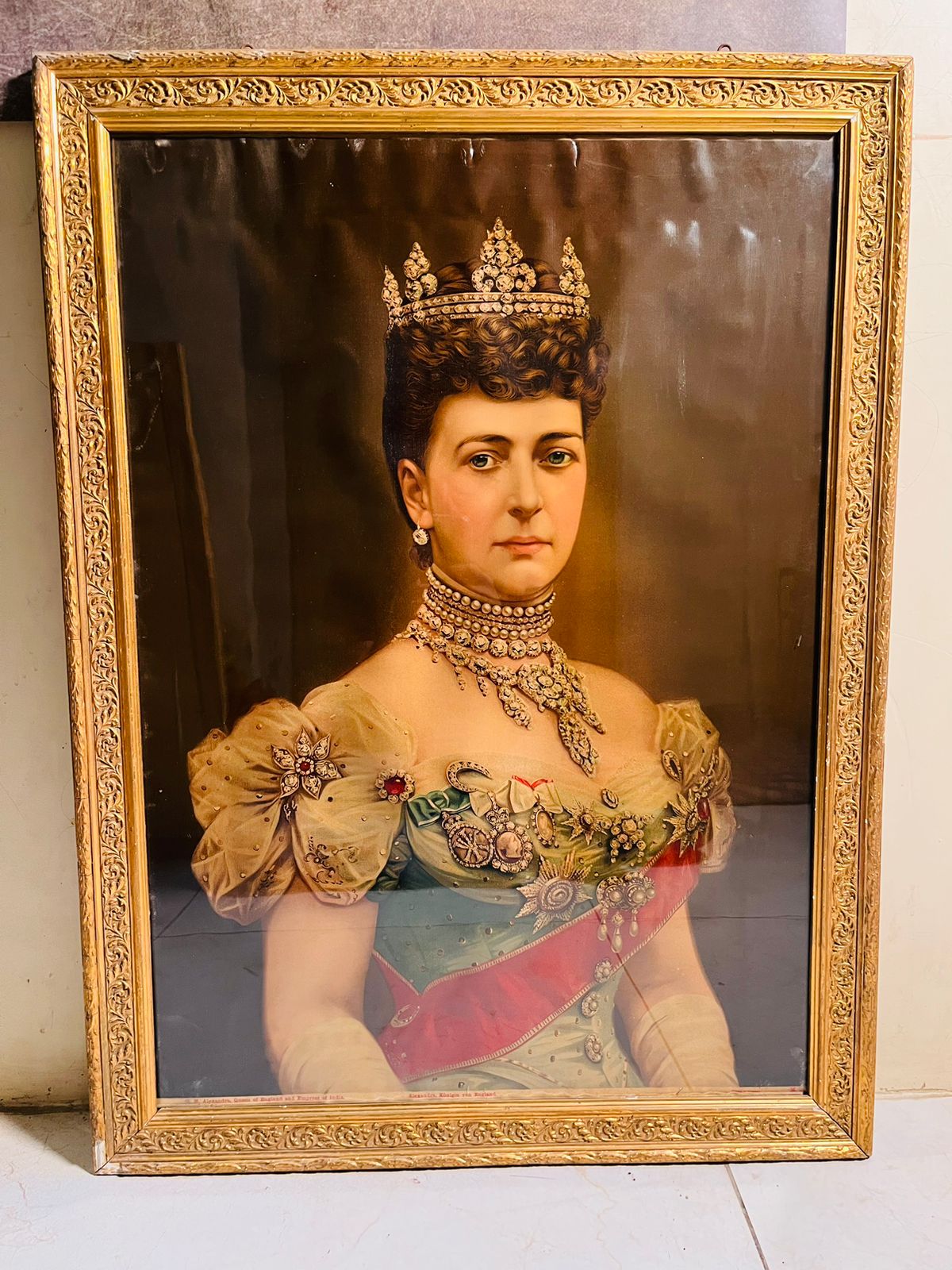 Antique Queen Alexandra Portrait Oleograph (120+ Years Old) – British Royal Artwork