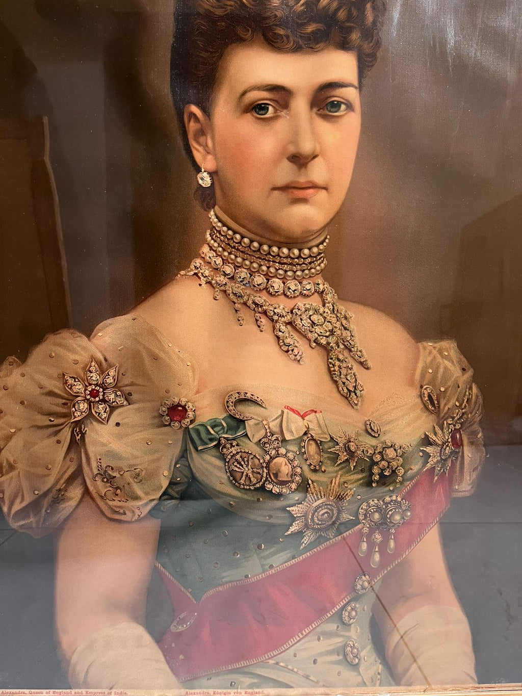 Antique Queen Alexandra Portrait Oleograph (120+ Years Old) – British Royal Artwork