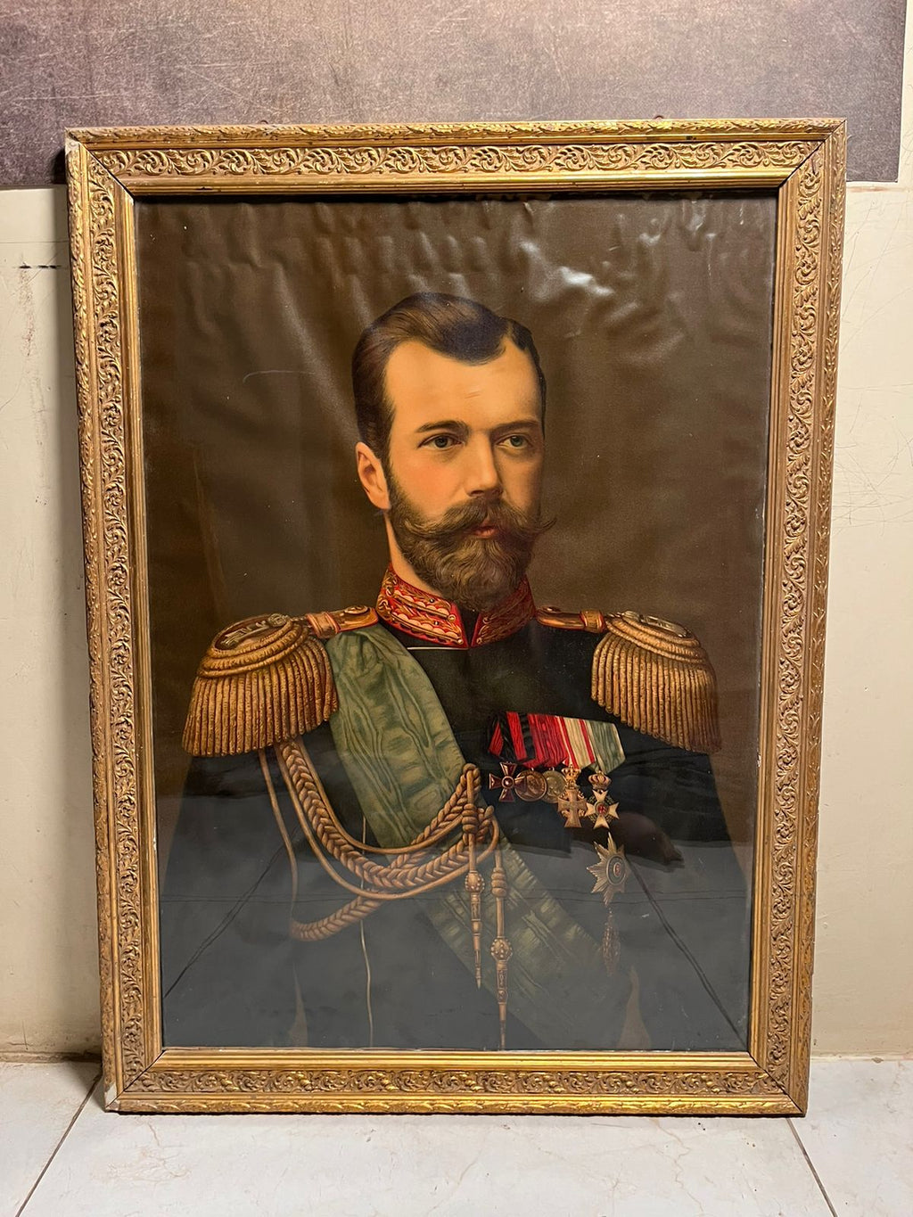 Antique European Royal Prince Portrait Oleograph (120+ Years Old) – Aristocratic Artwork