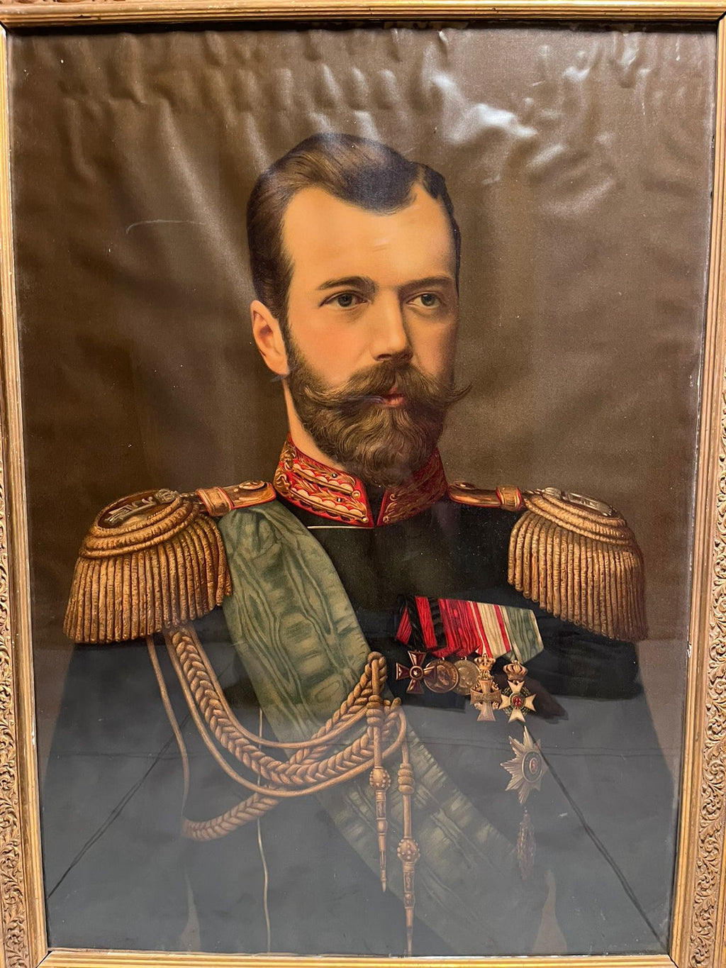 Antique European Royal Prince Portrait Oleograph (120+ Years Old) – Aristocratic Artwork