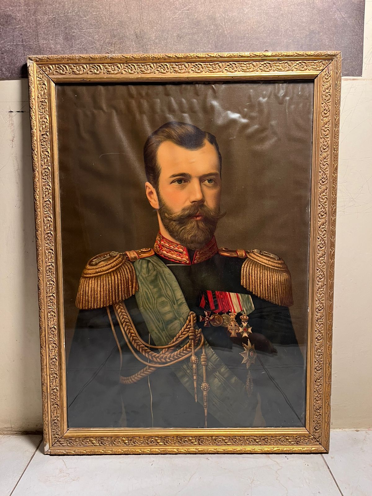 Antique European Royal Prince Portrait Oleograph (120+ Years Old) – Aristocratic Artwork