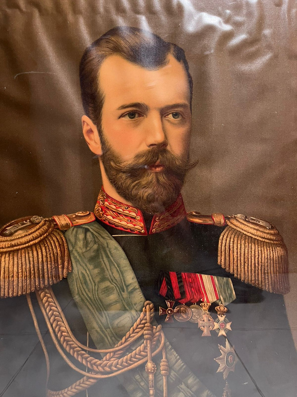 Antique European Royal Prince Portrait Oleograph (120+ Years Old) – Aristocratic Artwork