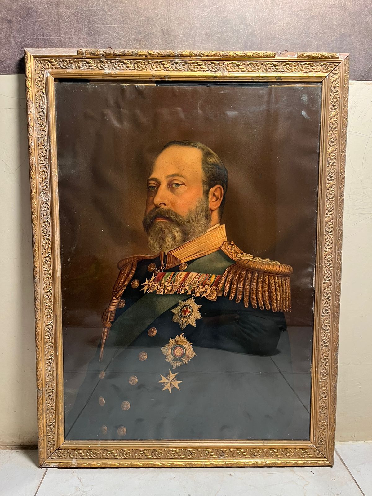 Antique European Royal Portrait Oleograph (120+ Years Old) – Extra Large Masterpiece