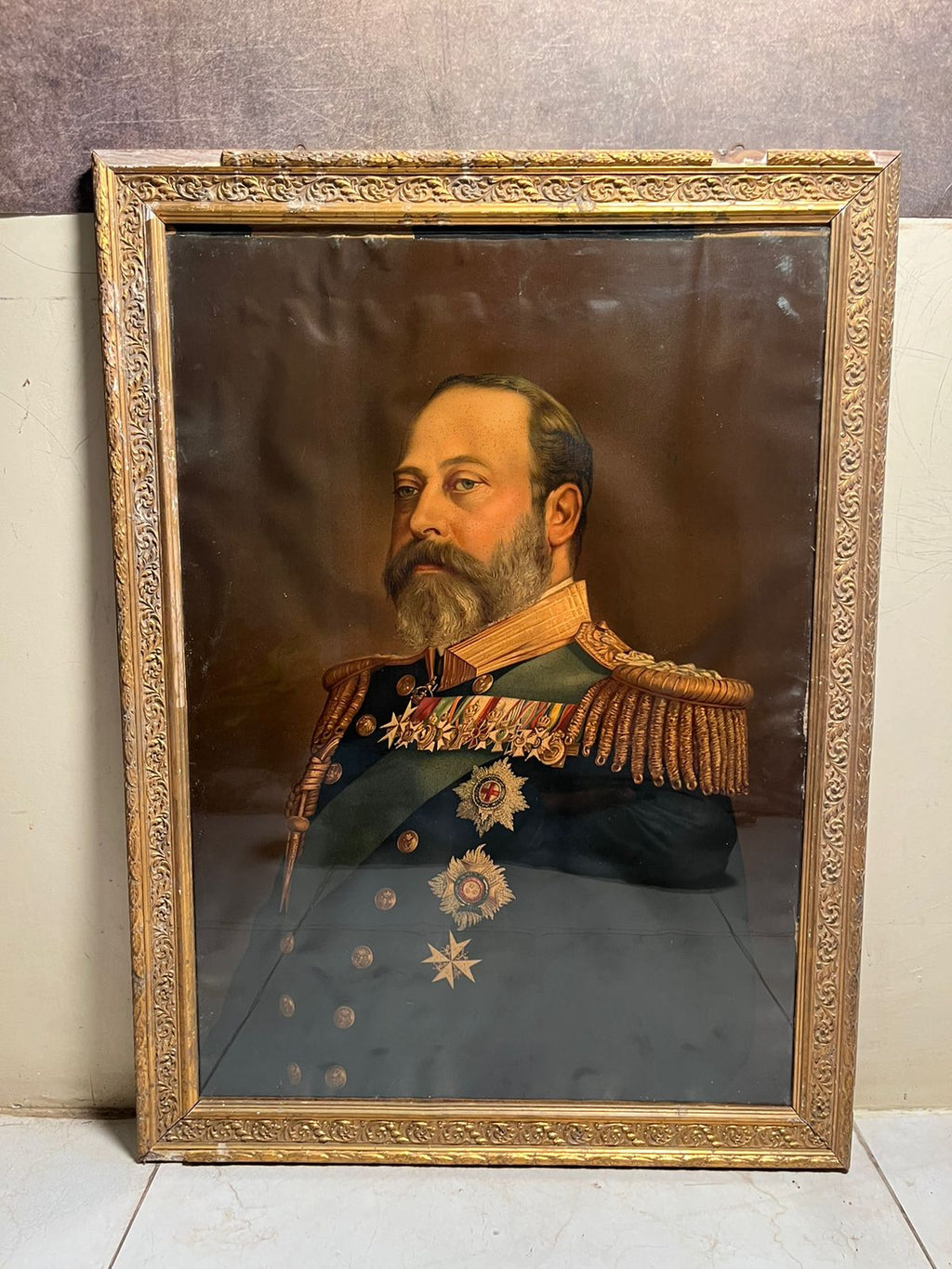 Antique European Royal Portrait Oleograph (120+ Years Old) – Extra Large Masterpiece
