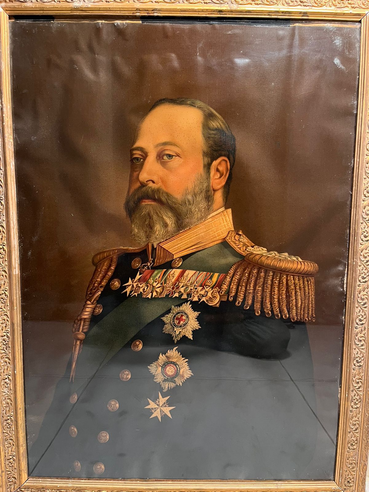 Antique European Royal Portrait Oleograph (120+ Years Old) – Extra Large Masterpiece