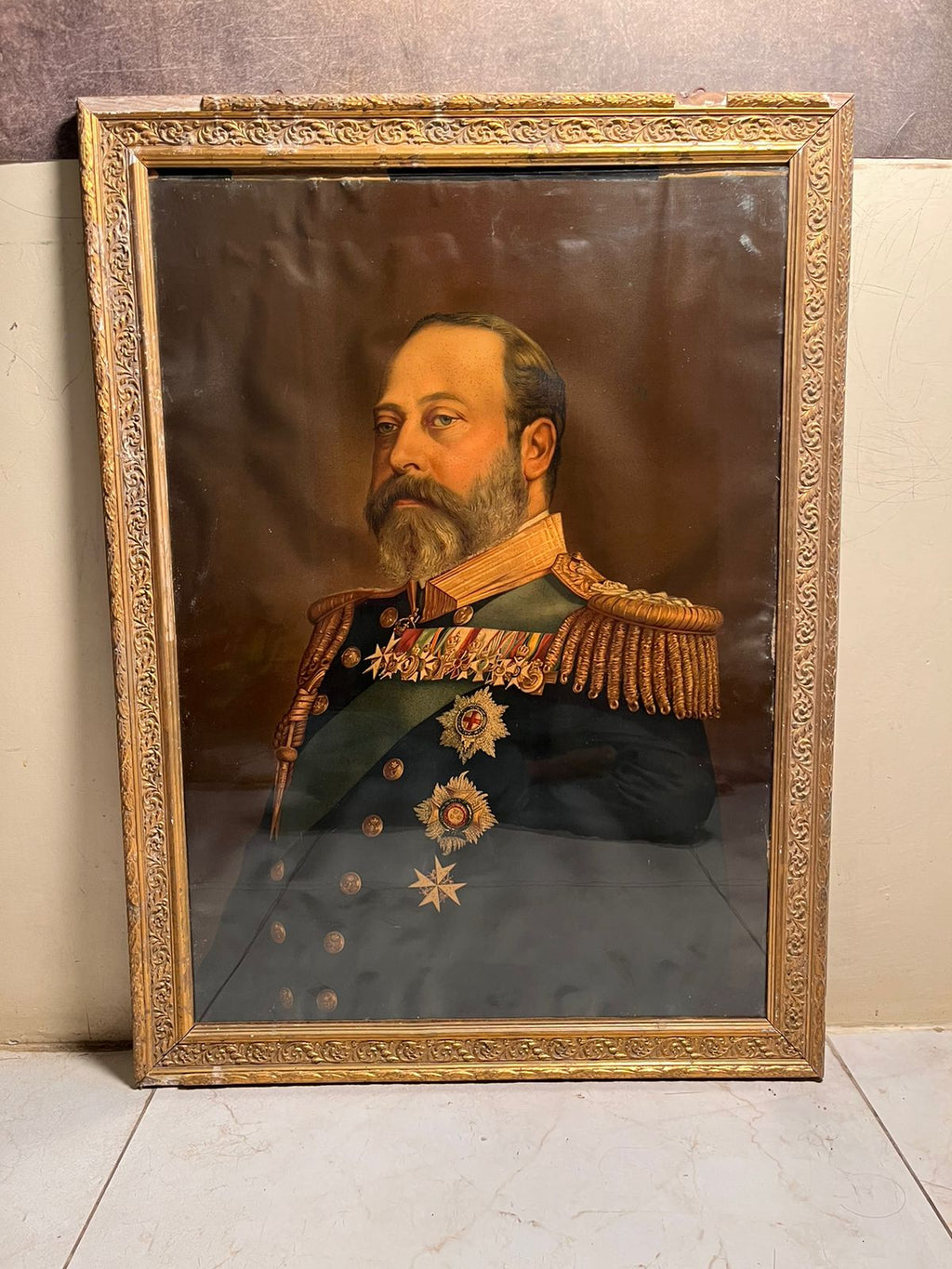 Antique European Royal Portrait Oleograph (120+ Years Old) – Extra Large Masterpiece