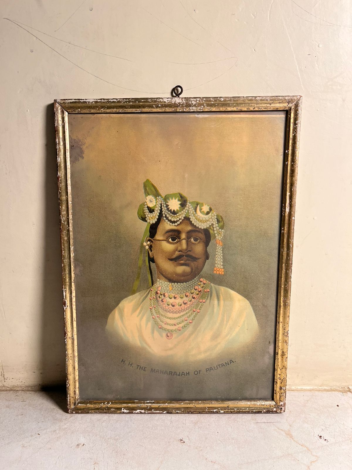 Vintage Portrait of H.H. The Maharajah of Palitana (Framed Print)