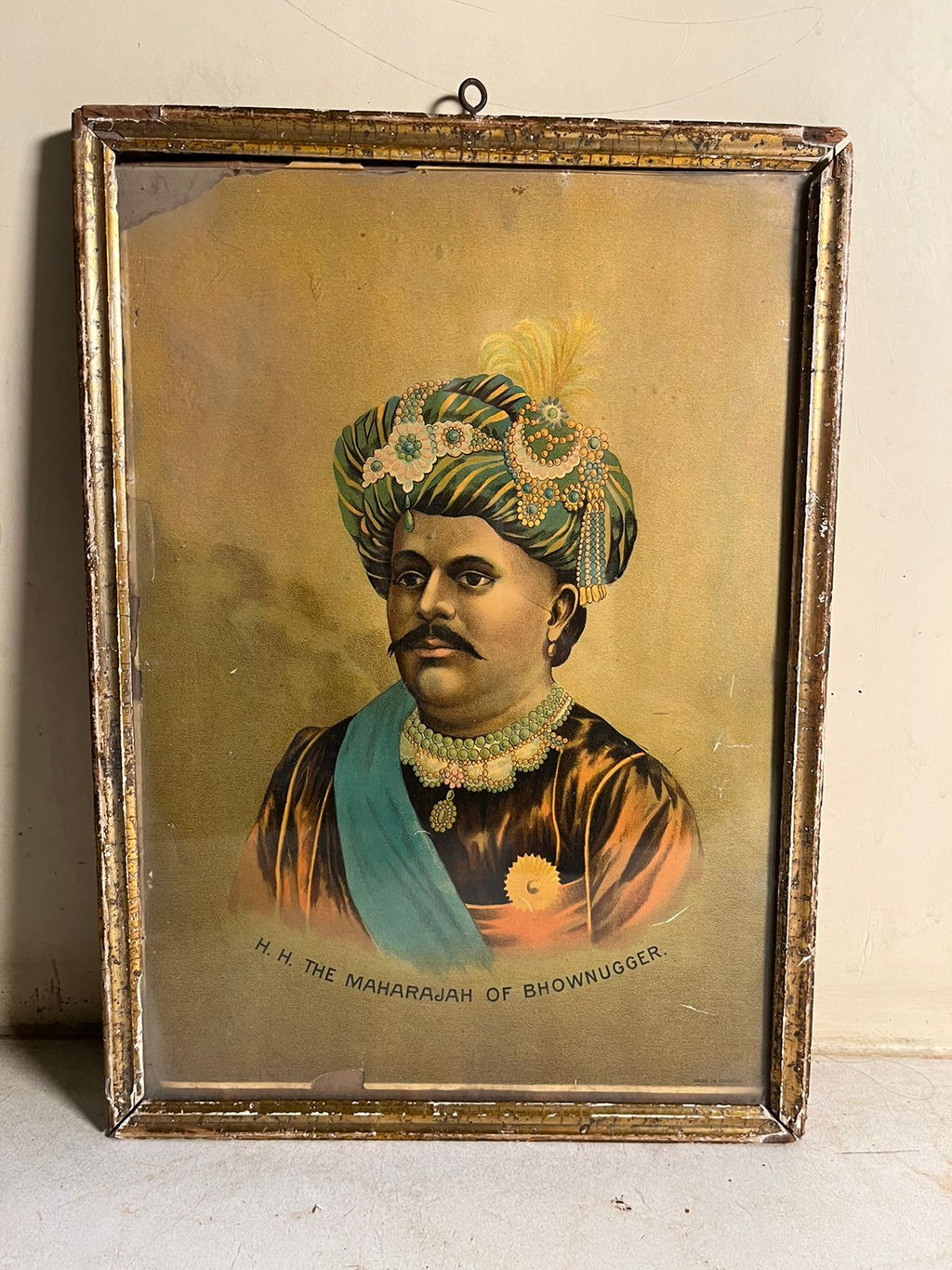 Vintage Portrait of H.H. The Maharajah of Bhownugger (Framed Print)