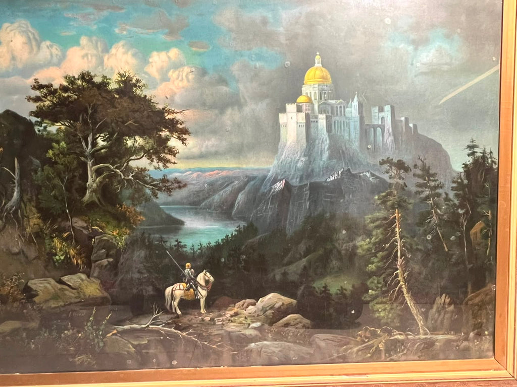 Antique European Castle Landscape Chromolithograph (Circa 1910–1920)