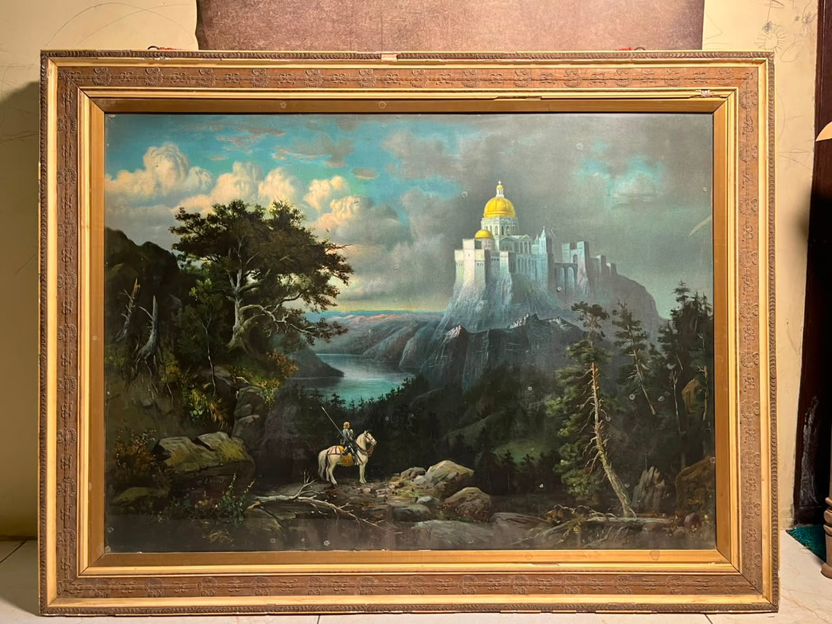 Antique European Castle Landscape Chromolithograph (Circa 1910–1920)