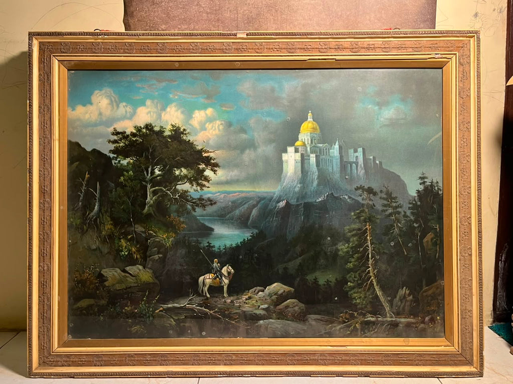 Antique European Castle Landscape Chromolithograph (Circa 1910–1920)