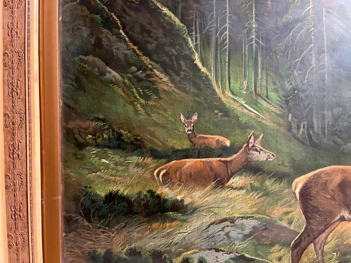 Vintage German Alpine Stag Landscape Signed: M. Müller, München (Munich, Germany)