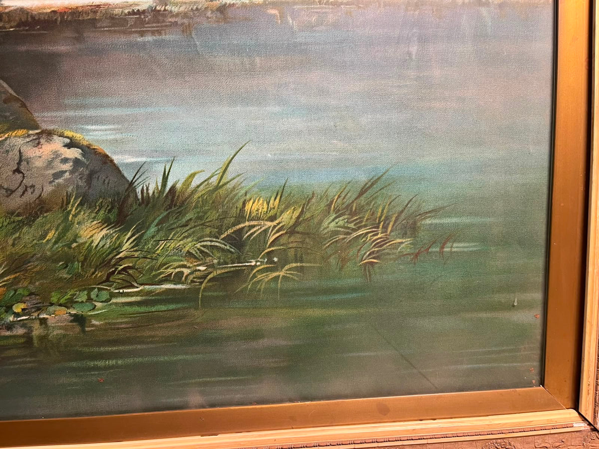Vintage German Alpine Stag Landscape Signed: M. Müller, München (Munich, Germany)