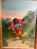 Antique Ravi Varma Press Oleograph – "Chandala Carrying an Unconscious Woman" (Circa 1910–1925)