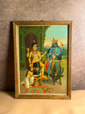 Most Rare Antique Ravi Varma Oleograph – Markandeya Protected by Lord Shiva | Original Ravi varma  Press, Bombay