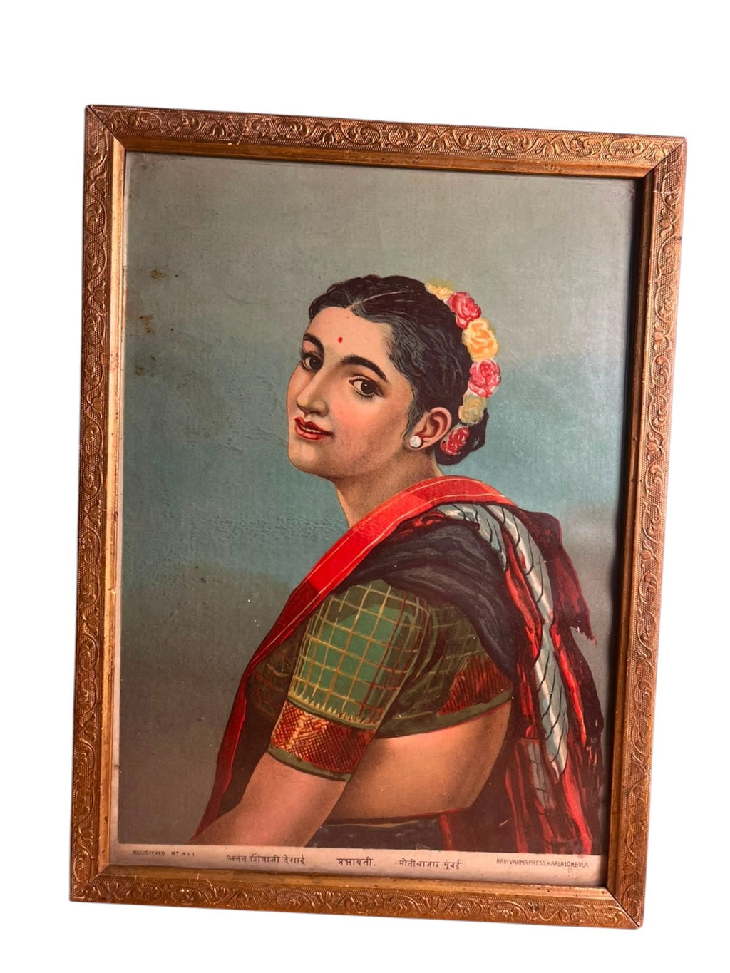 Prabhavati – Rare Original Ravi Varma Press Oleograph
