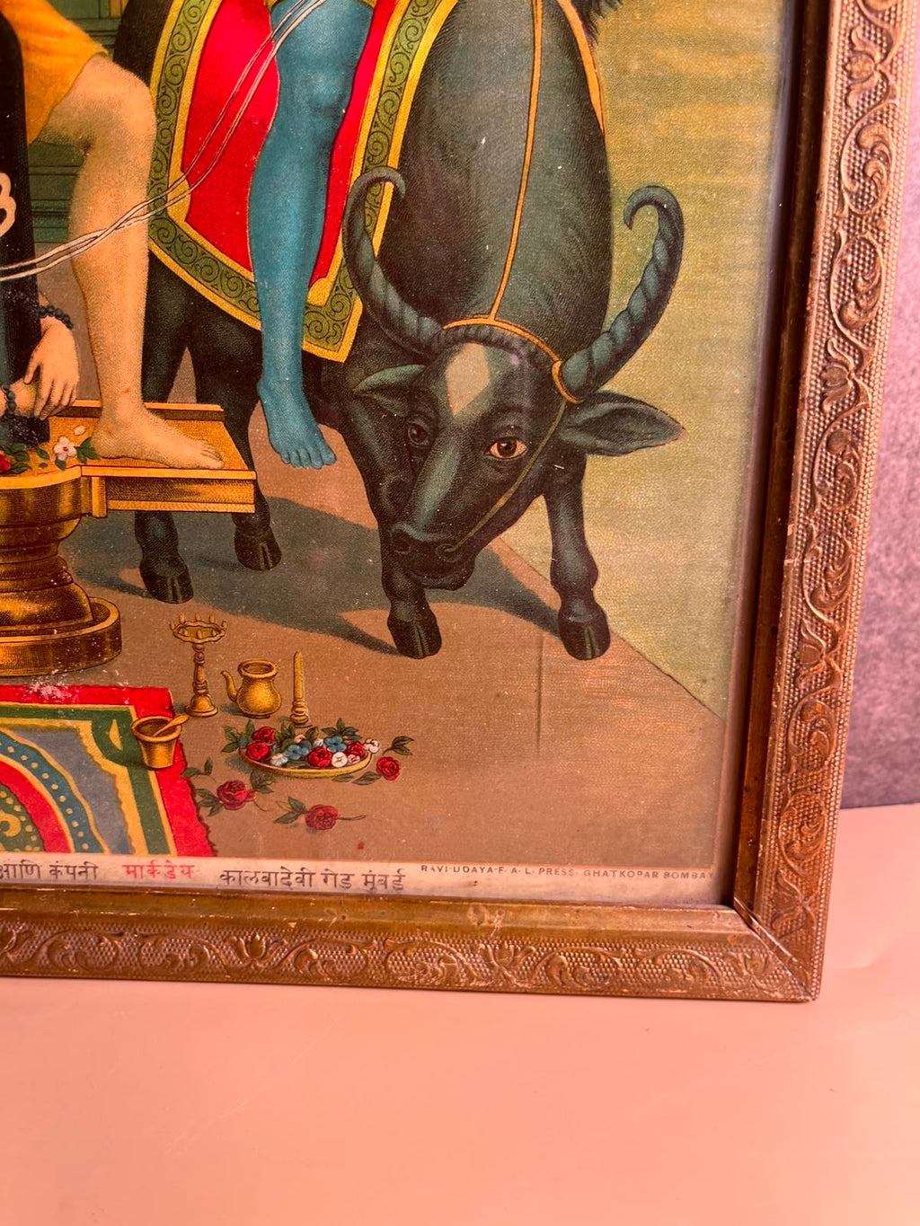 Most Rare Antique Ravi Varma Oleograph – Markandeya Protected by Lord Shiva | Original Ravi varma  Press, Bombay