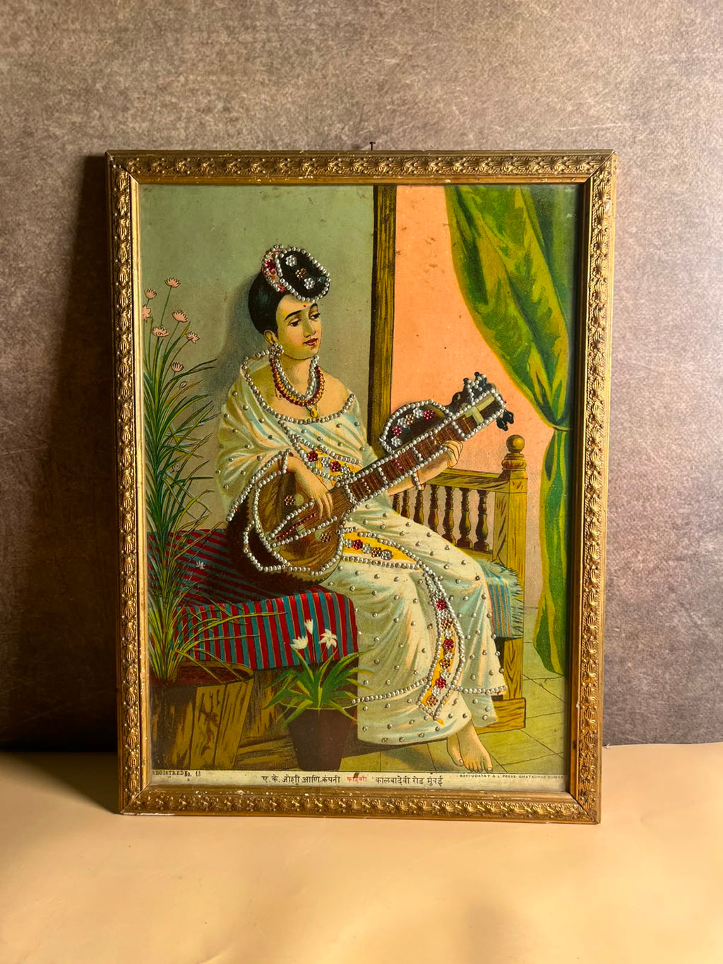 Most Rare Antique Ravi Varma Oleograph – "Ahalya" | Original Ravi varma  Press, Bombay