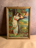 Antique most rare  Ravi varma   Press Oleograph – Ahilya (Ahalya) | Original Vintage Print