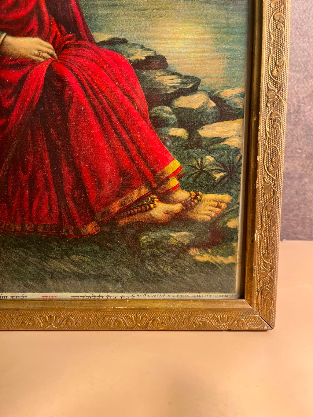 Antique most Rare Ravi varma F.A.L. Press Oleograph – "Radha" | Circa 1920