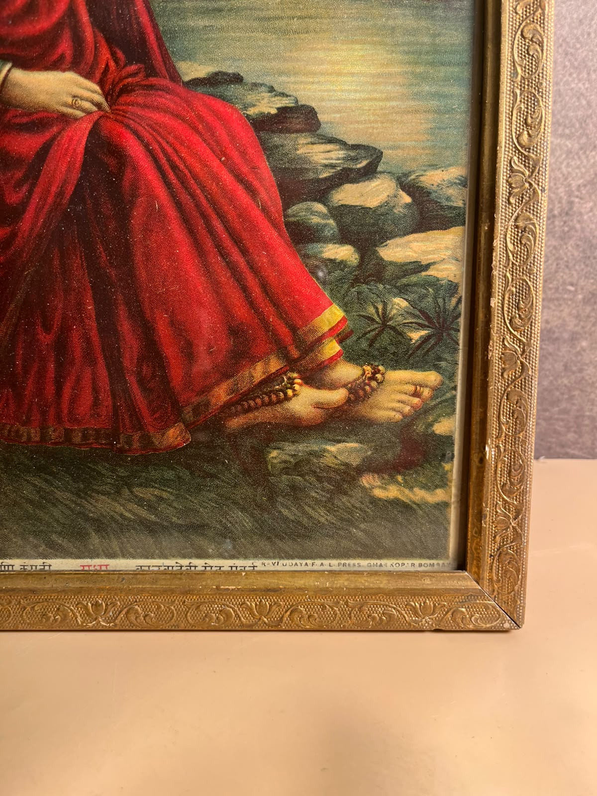 Antique most Rare Ravi varma F.A.L. Press Oleograph – "Radha" | Circa 1920