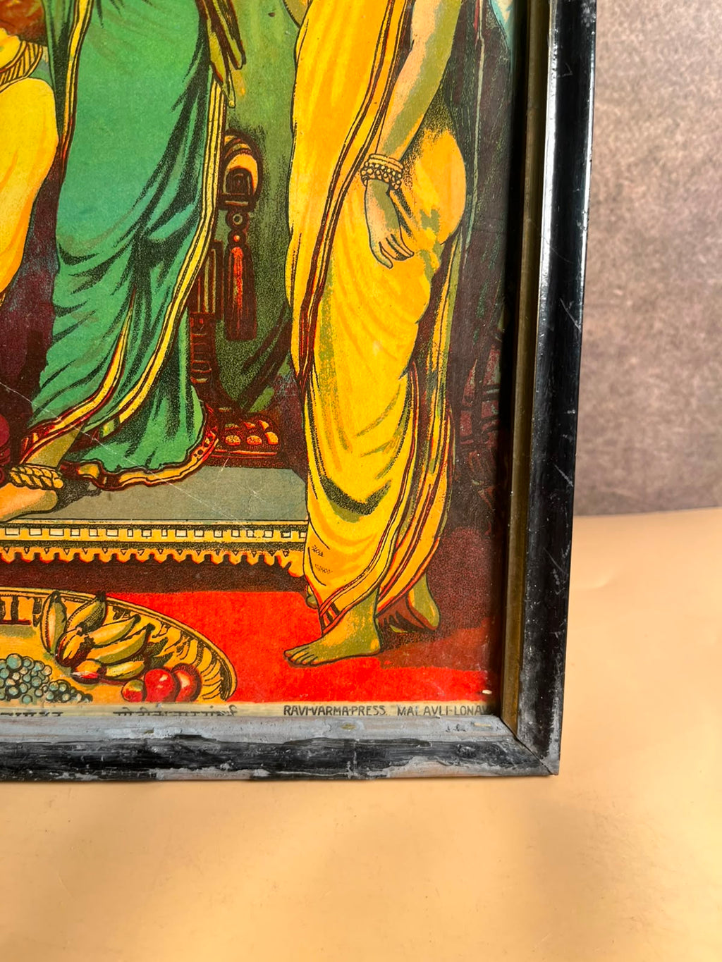 Rare Antique Krishna Panchayatan Oleograph – Ravi Varma Press, Malavli-Lonavla
